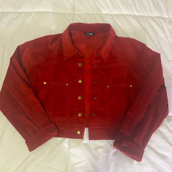 Red Corduroy Cropped Jacket - Picture 5 of 12